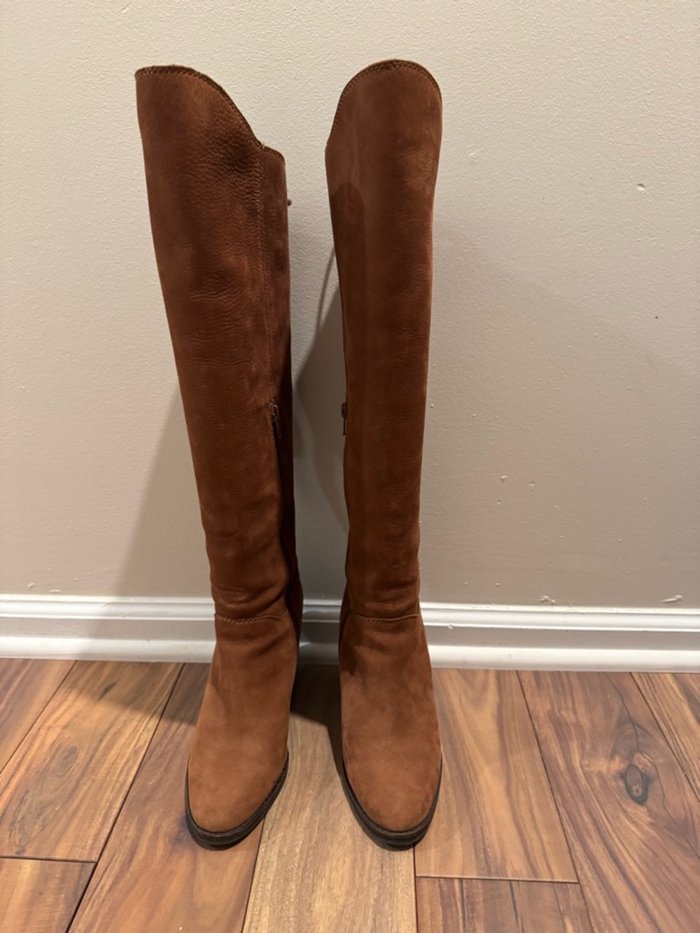 Lucky Brand Chestnut Suede Over-the-Knee Lace-Up Boots